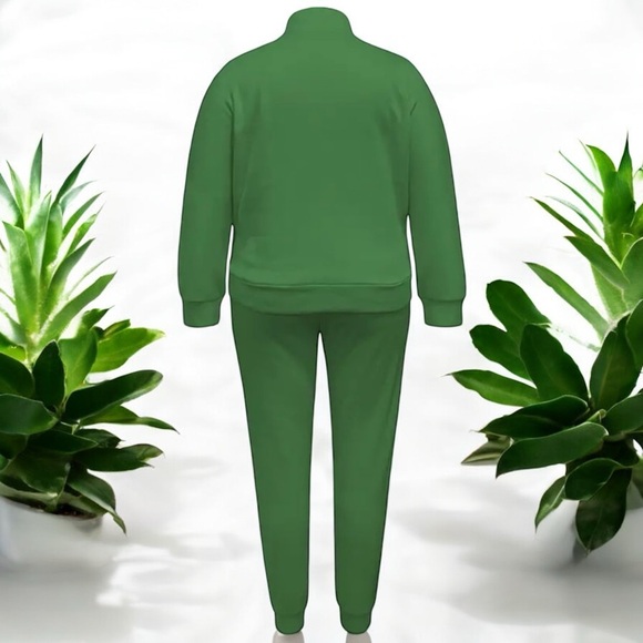 NWT 2 Piece Green Contrast Stripe Fleece Zipper With Sweatpants - Picture 6 of 16